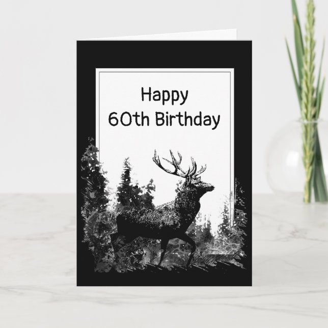 60. Geburtstag Vintager Stag Hirsche Tier Karte (Vorderseite)