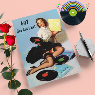 60. Geburtstag Vinyl-Schallplatten Musiknoten Pin- Einladung