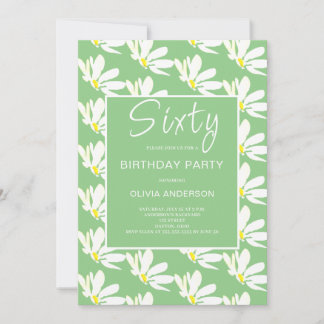 60. Geburtstag Weiße Flora Botanisch Einladung