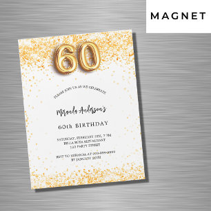 60. Geburtstag weißes Gold Konfetti Luxus Magneteinladung