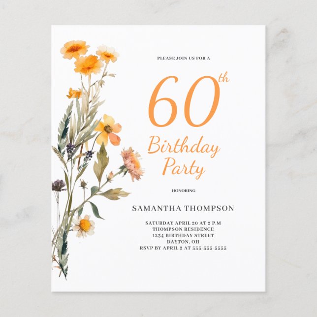 60. Geburtstag Wildblume (Vorderseite)
