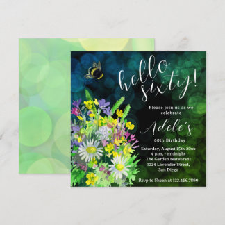 60. Geburtstag Wildblumen Aquarell Einladung