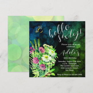 60. Geburtstag Wildblumen Aquarell Einladung