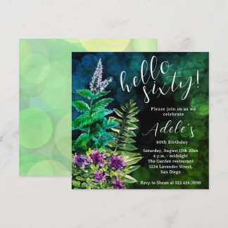 60. Geburtstag Wildkräuter Aquarell Einladung
