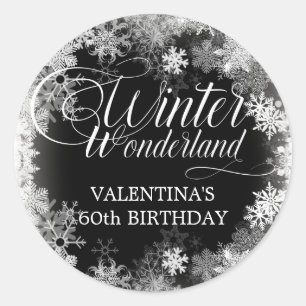 60. Geburtstag Winterwonderland Snowflake Gefallen Runder Aufkleber