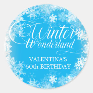 60. Geburtstag Winterwonderland Snowflake Gefallen Runder Aufkleber