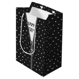 60. Geburtstag Zipper auf Polka Dots Mittlere Geschenktüte