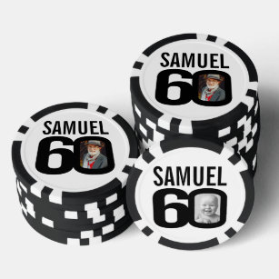 60. Geburtstag zwei benutzerdefinierte Fotos schwa Pokerchips