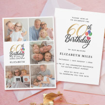 60. Geburtstags-Fotocollage Gold Schrift-Typografi