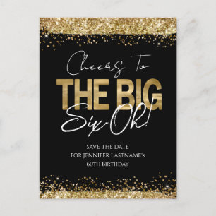 60. Geburtstags Gold Black Save the Date Postcard Postkarte