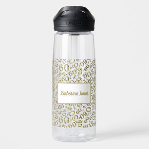 60. Geburtstags Gold & White Random Number Pattern Trinkflasche