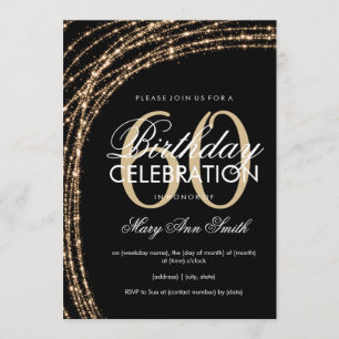 60. Geburtstags-Goldfunkelnde Schnur-Lichter Einladung
