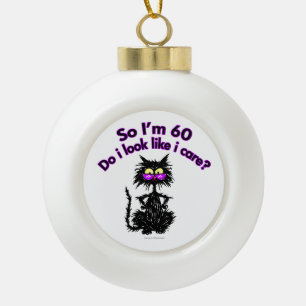 60. Geburtstags-Katzen-Geschenke Keramik Kugel-Ornament