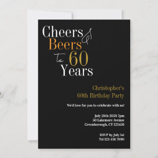 60. Geburtstags Party "Cheers and Bers" Einladung