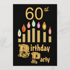 60. Geburtstags-Party Einladung - metallisches