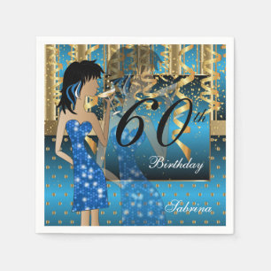 60. Geburtstags-Schlag-Mädchen-Party im Blau und Serviette