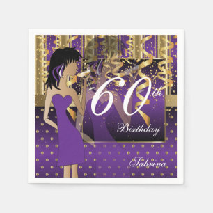 60. Geburtstags-Schlag-Mädchen-Party in Lila und Serviette