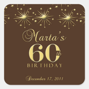 60. Geburtstagsaufkleber Quadratischer Aufkleber