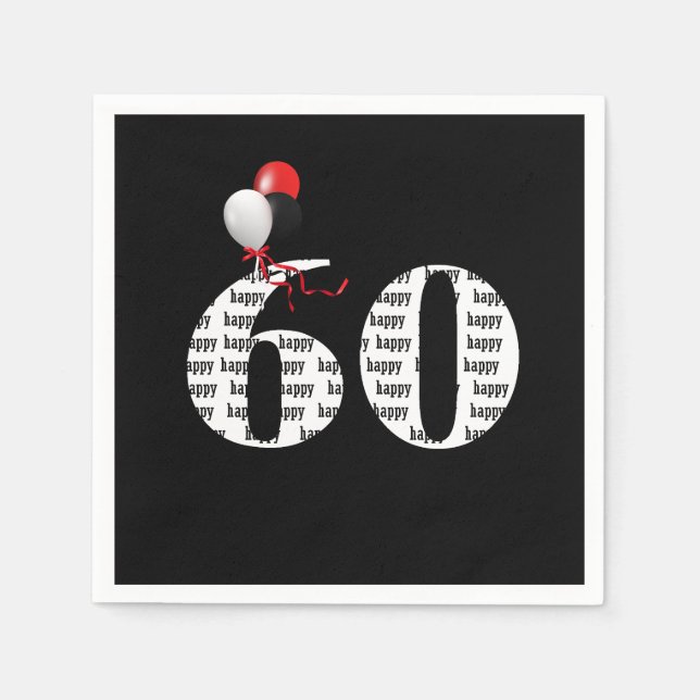 60. Geburtstagsballons Serviette (Vorderseite)