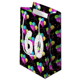 60. Geburtstagsballons und Confetti kleine Geschen Geschenktüte