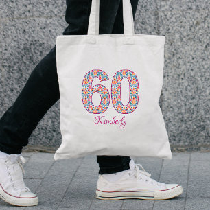 60. Geburtstagsbeutel moderne 60 Tasche mit Blumen