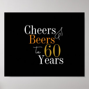 60. Geburtstagsbier und Cheers Black Gold Party Poster