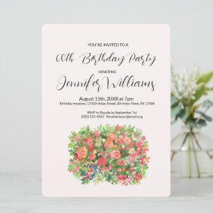 60. Geburtstagseinladung voller Rote Rosen Einladung