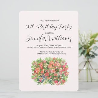 60. Geburtstagseinladung voller Rote Rosen Einladung