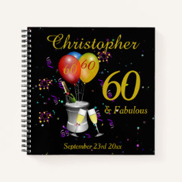 60. Geburtstagsfeier Black Party Guest Notizbuch