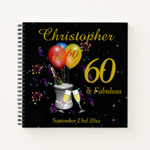 60. Geburtstagsfeier Black Party Guest Notizbuch