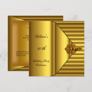 60. Geburtstagsfeier Elegant Herren Gelbgold Mans Einladung
