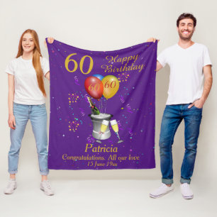 60. Geburtstagsfeier Lila Fleecedecke