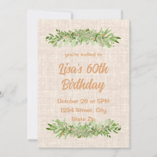 60. Geburtstagsfeier - Linengrün | sechzig Einladung