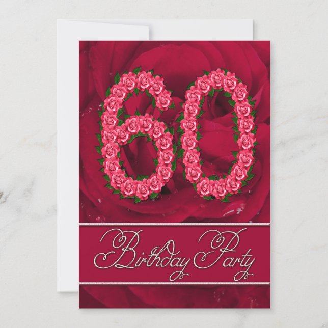 60. Geburtstagsfeier mit Rose Einladung (Vorderseite)