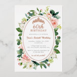 60. Geburtstagsfeier Rose Gold Pink Butterfly Blüt Folieneinladung<br><div class="desc">Hübscher 60. Geburtstag Einladungen im Kleinen Bayleigh Store!</div>