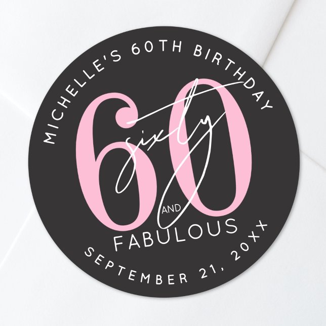 60. Geburtstagsfeier Runder Aufkleber (60th Birthday Party Classic Round Sticker )