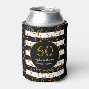 60. Geburtstagsfeier Schwarz Weiß und Gold Glitte Dosenkühler