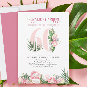 60. Geburtstagsfeier Tropisches Rosa Protea Nummer Einladung