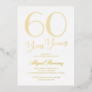 60. Geburtstagsfeier Weiß & Gold Luxus Folieneinladung