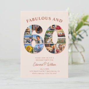 60. Geburtstagsfoto Collage Elegant und zeitlos Einladung
