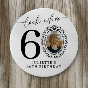 60. Geburtstagsfoto-Party-Button Schau mal, wer Button