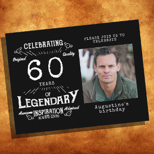 60. Geburtstagsfoto Schwarze Vintage-Geburtstagsei Postkarte