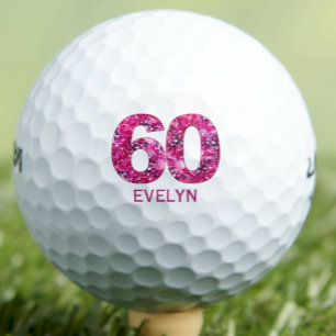 60. Geburtstagsgeschenk für Freunde - Rosa Blüte Golfball
