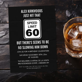 60. Geburtstagsgeschwindigkeit mit 60 Party Einladung