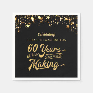 60. GeburtstagsJAHRE IN DEN MAKING Black Gold Star Serviette