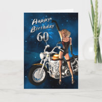 60. Geburtstagskarte mit einem Motorrad