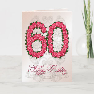 60. Geburtstagskarte mit Rosen und Blätter Karte