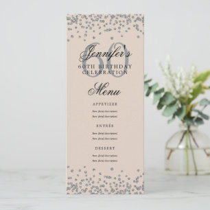 60. Geburtstagskarte Silver Champagne Confetti Einladung