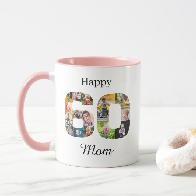 60. Geburtstagsmutter Personalisiert Instagram Fot Tasse (Mit Donut)