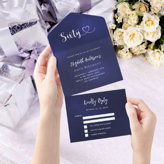 60. Geburtstagsnacht blaue silberne uAwg All In One Einladung